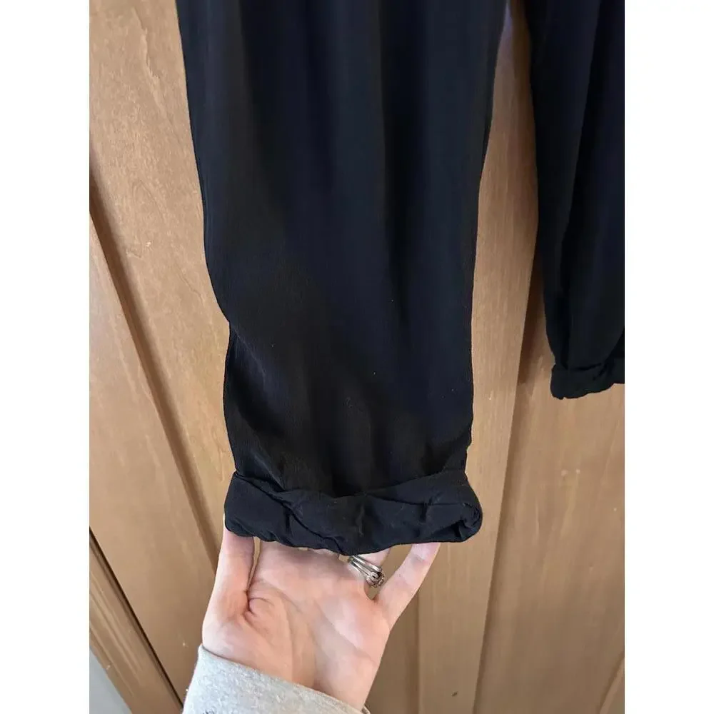 Aritzia Wilfred Silk Blend Marais Paper Bag Pull on Pants Black Women’s sz Small - Picture 2 of 15